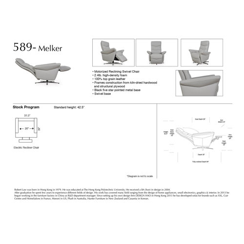 Orren Ellis Dayse 31.5" Wide Genuine Leather Power Swivel Zero Gravity